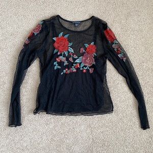American Eagle Floral Mesh Top